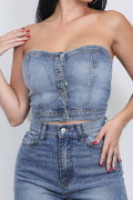 Iridescent Rhinestone Star Tube Top