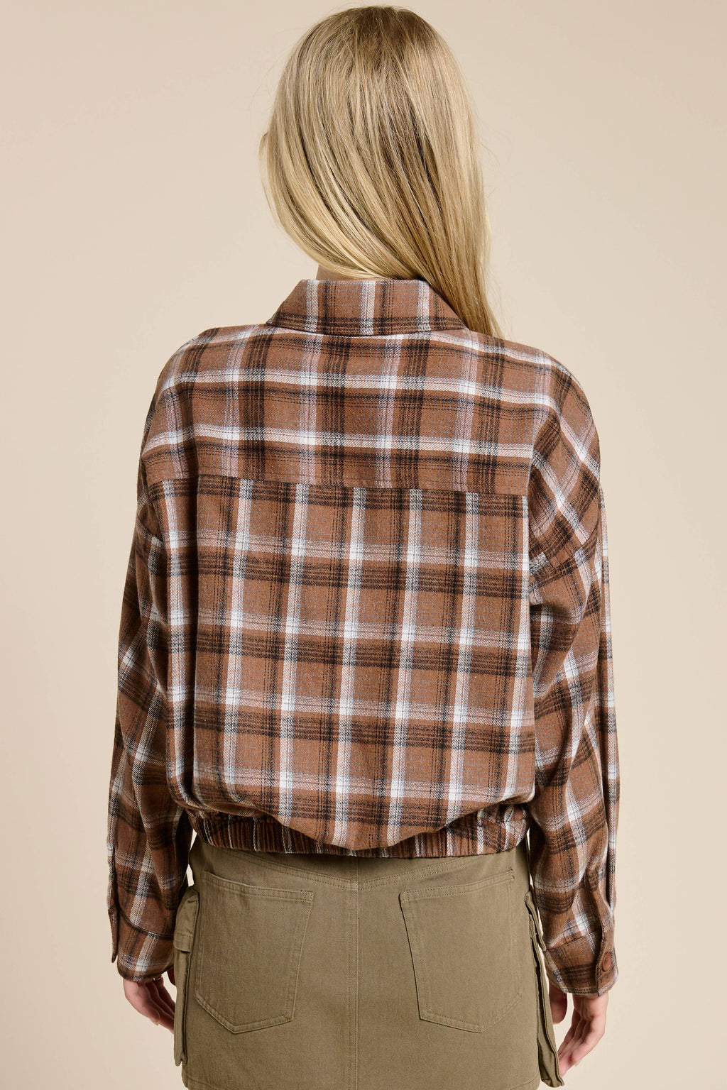Plaid Button Up Crop Shirt