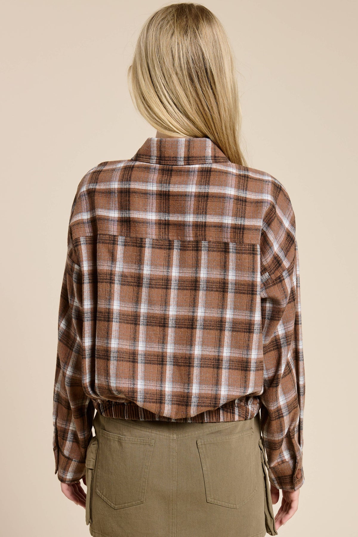 Plaid Button Up Crop Shirt