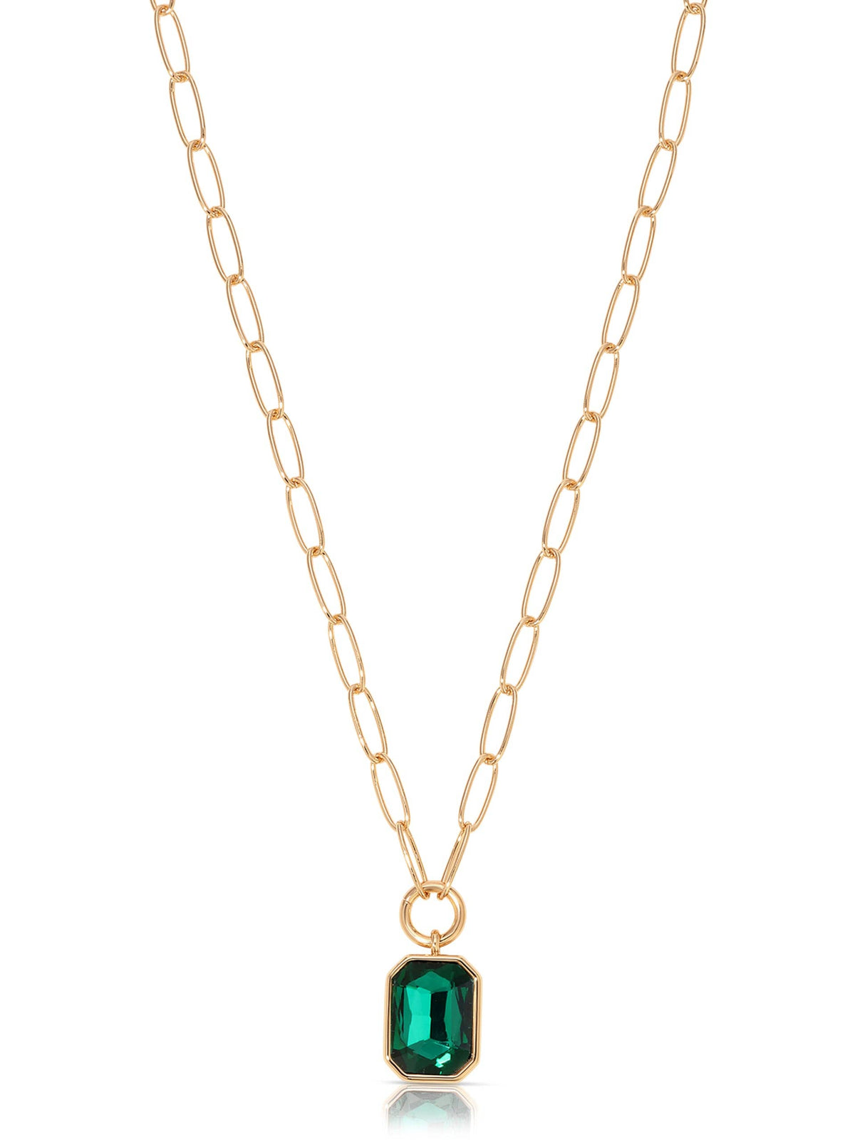 Emerald Deco Pendant Necklace