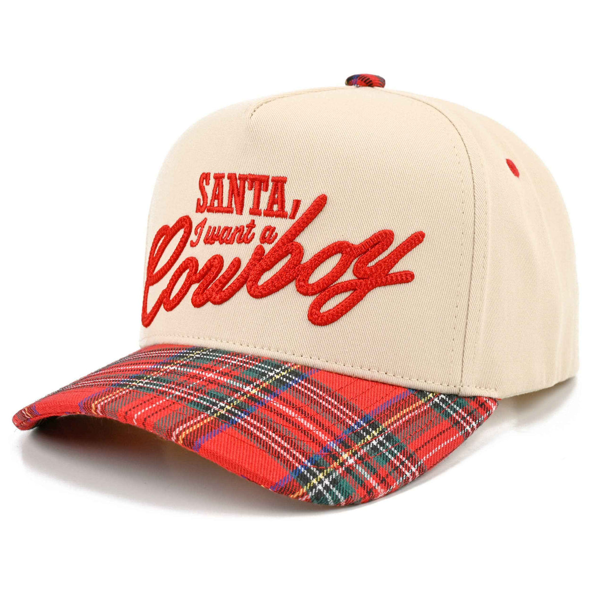 C.C SANTA I WANT A COWBOY Letter Embroidered Trucker Cap