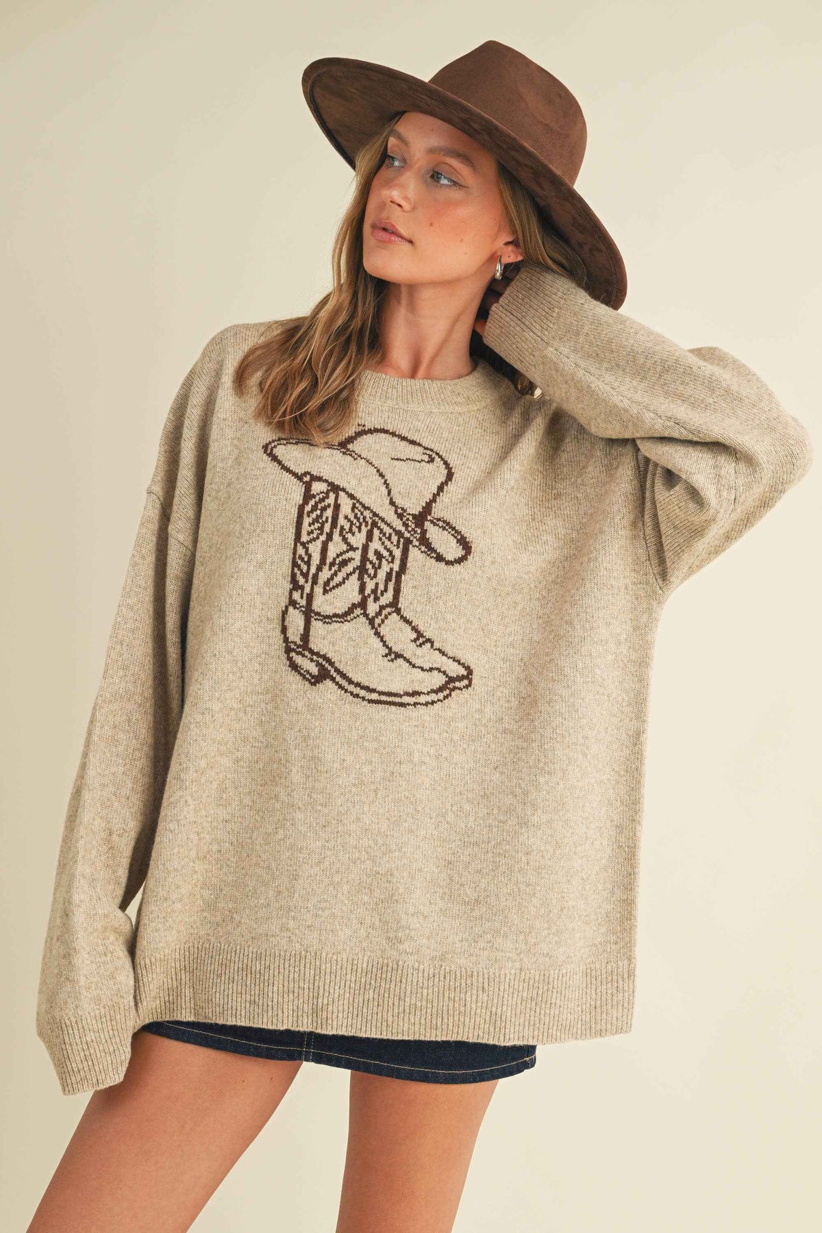 WESTERN COWBOY BOOT AND HAT SWEATER