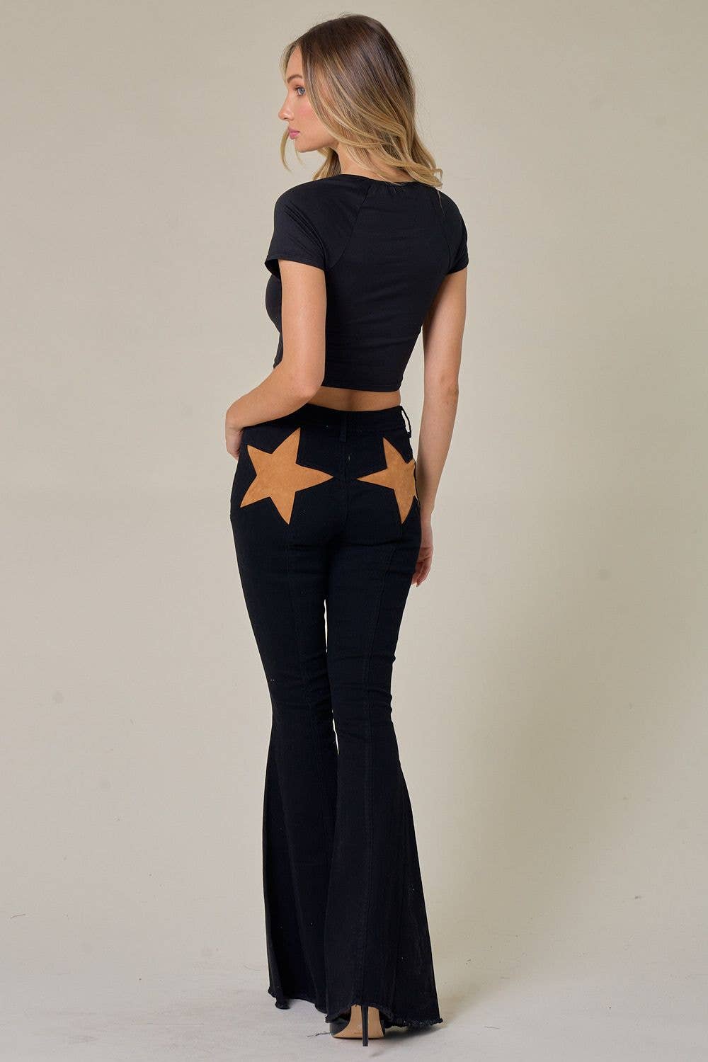 SUEDE STAR FLARE JEANS