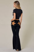 SUEDE STAR FLARE JEANS