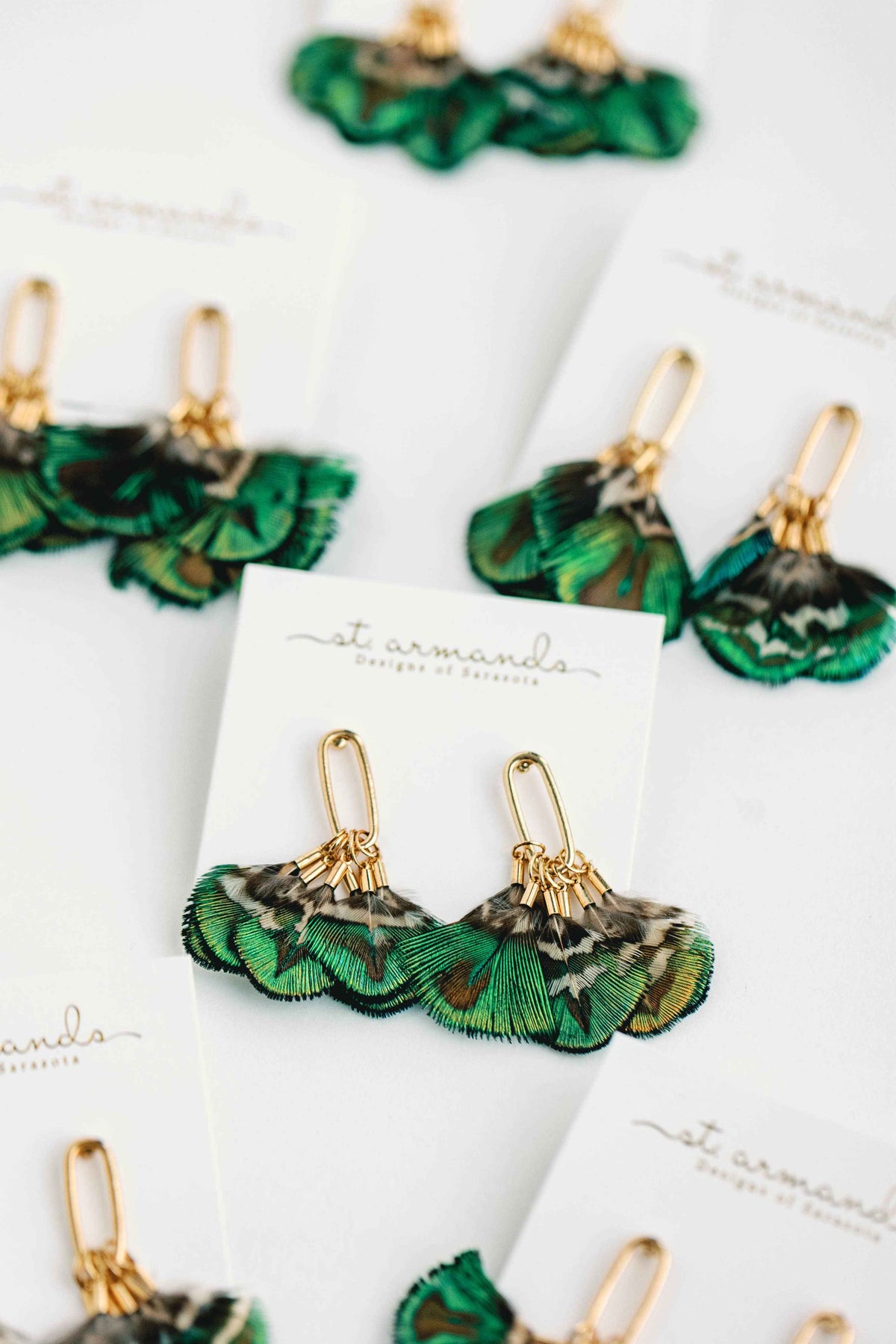 Mallard Fall Feather Tassel Statement Earrings