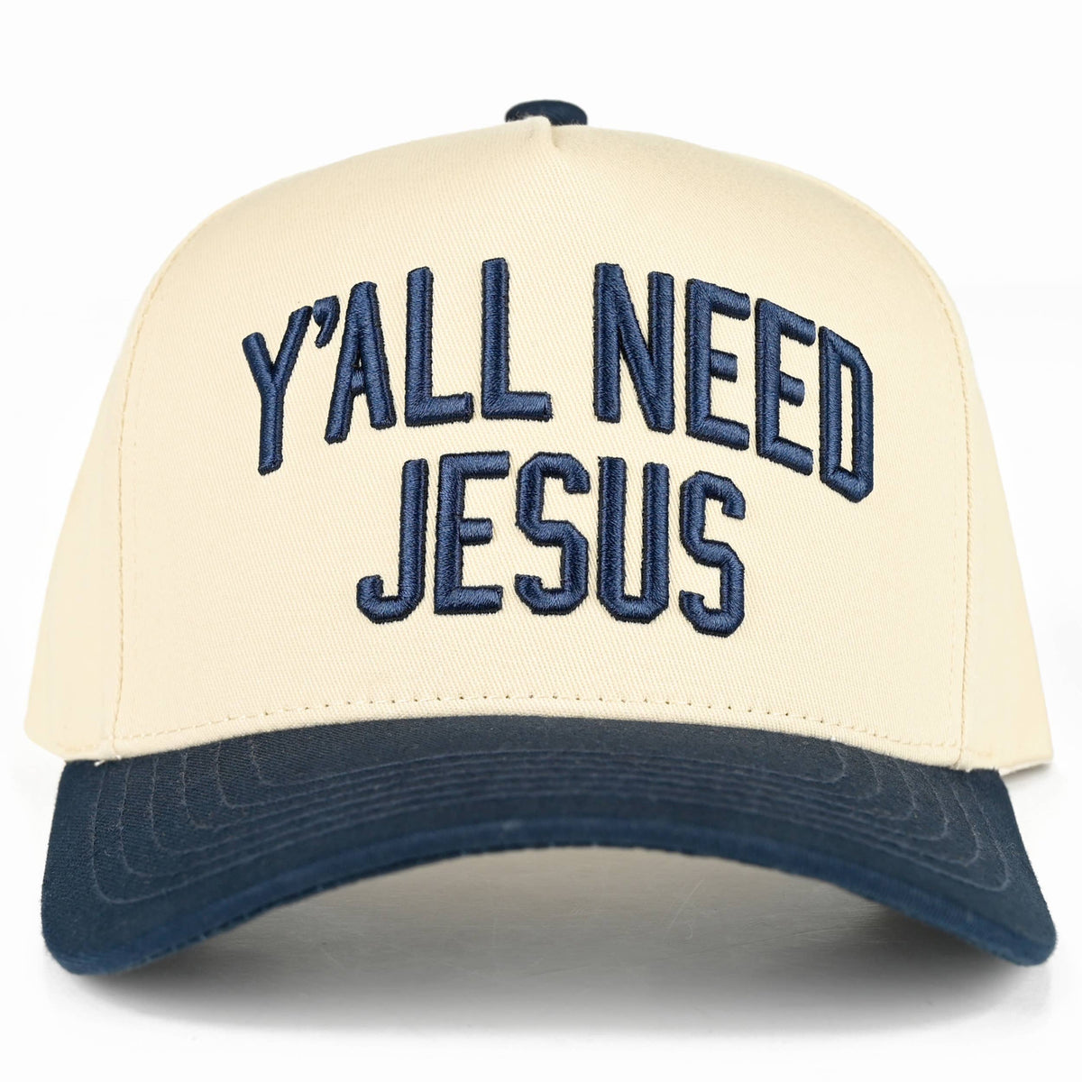 C.C Y'ALL NEED JESUS Embroidered Letter Two Tone Trucker Hat
