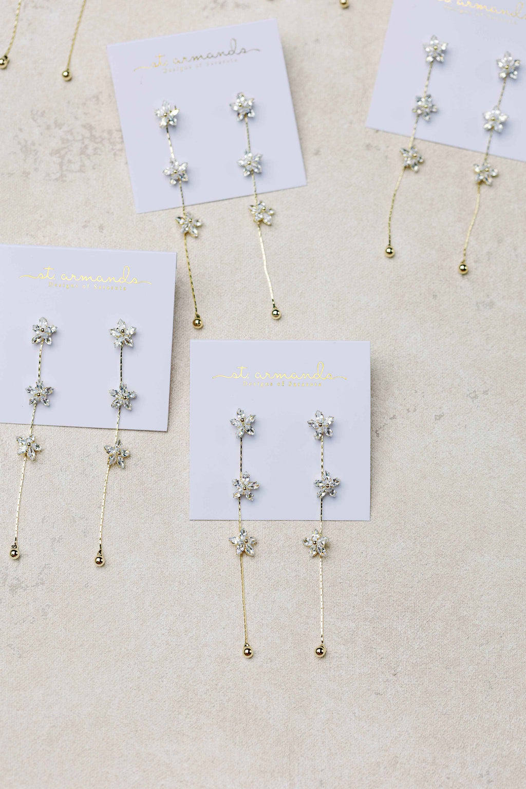 Diamond Daisy Gold Duster Drop Holiday Earrings