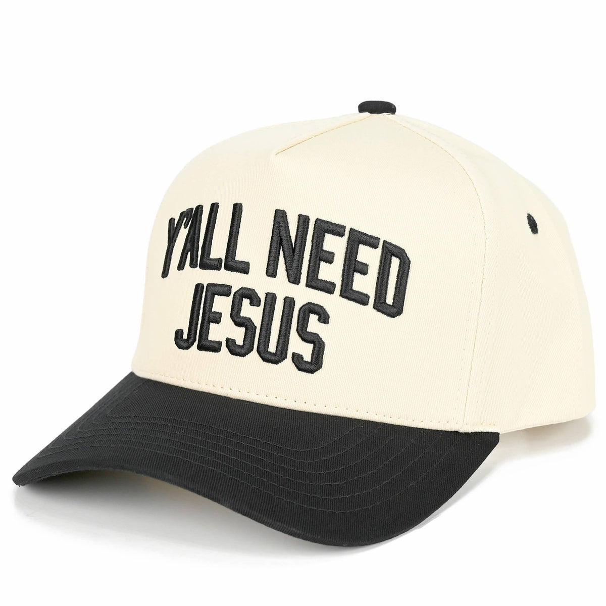 C.C Y'ALL NEED JESUS Embroidered Letter Two Tone Trucker Hat