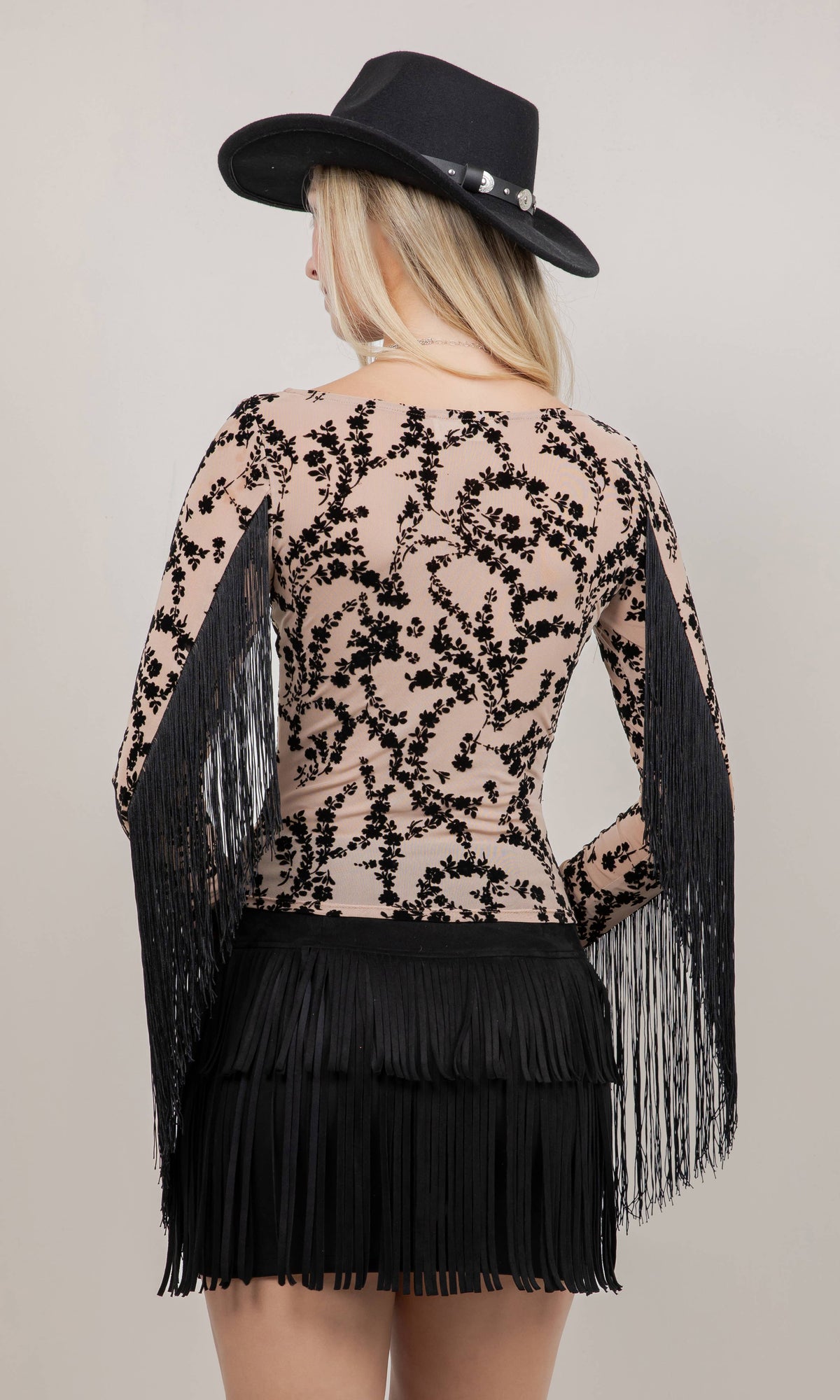 ST7253A FRINGED LONG SLEEVE TOP