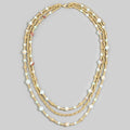 Triple Strand Semi Precious Stone Rope Chain Necklace