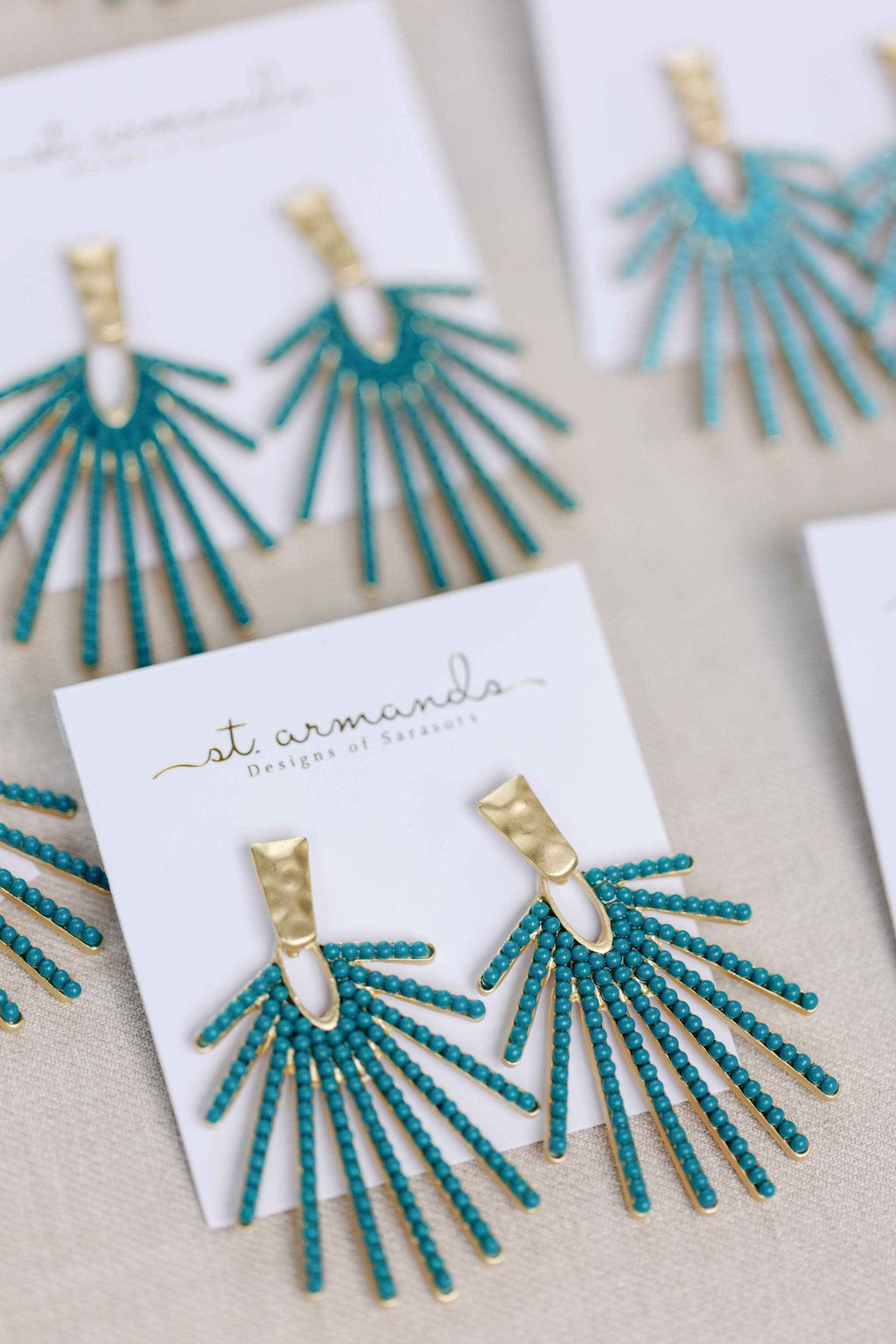 Turquoise Sunburst Statement Drop Earrings