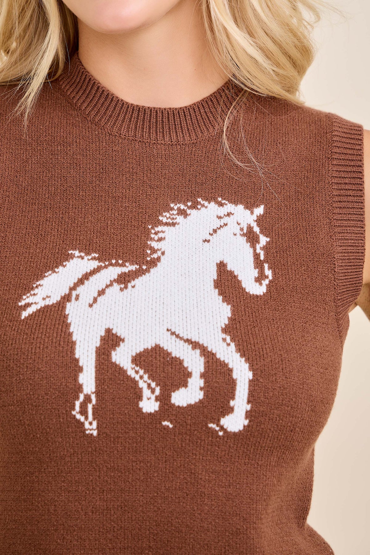 Horse Graphic Knit Vest