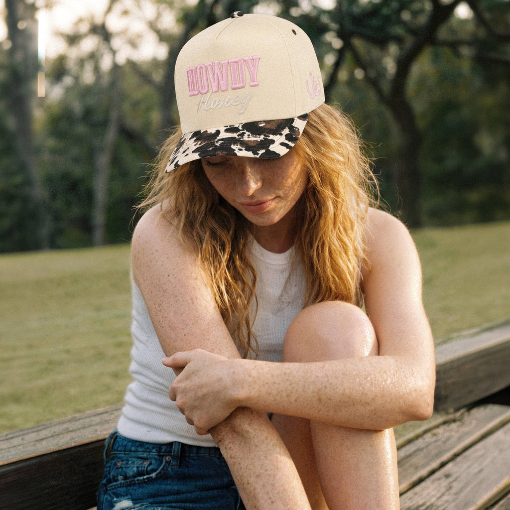 C.C HOWDY HONEY Letter Embroidered on Two Tone Trucker Hat