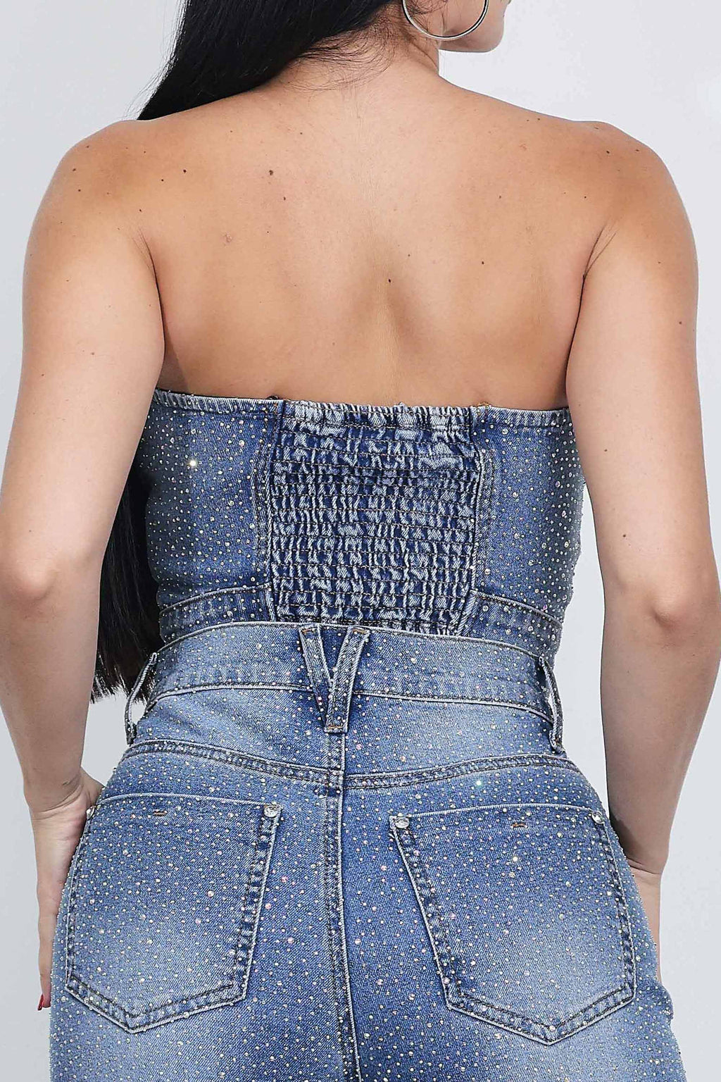 Iridescent Rhinestone Star Tube Top