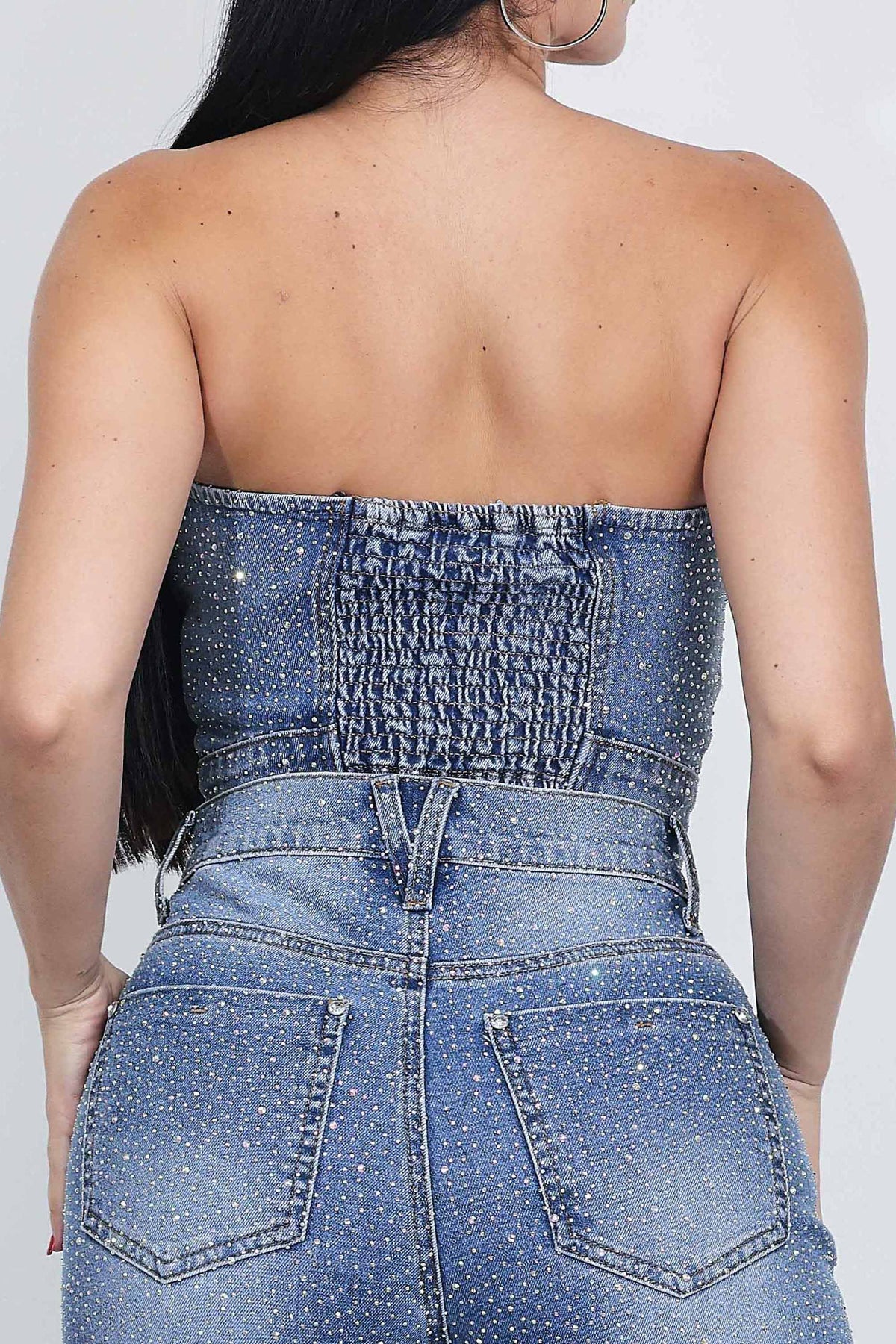 Iridescent Rhinestone Star Tube Top