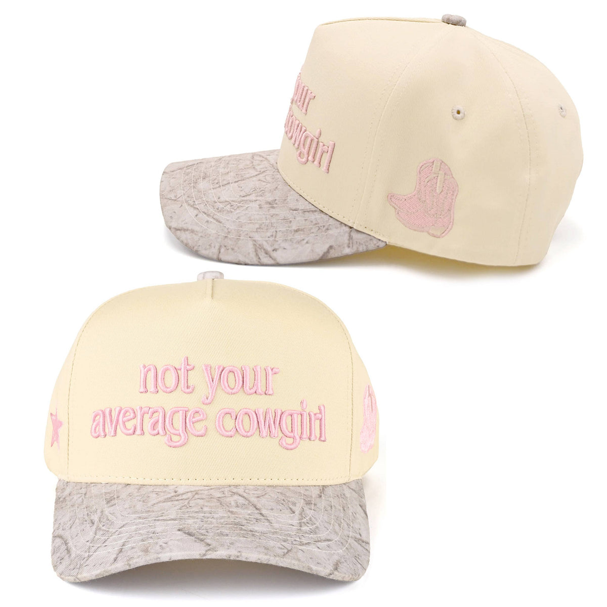 C.C NOT YOUR AVERAGE COWGIRL Lettering Two Tone Trucker Cap