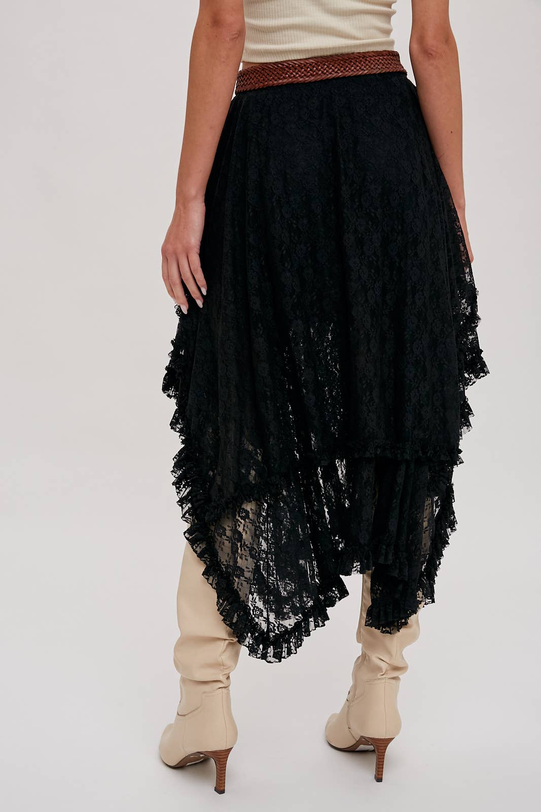 LACE TIER MIDI SKIRT