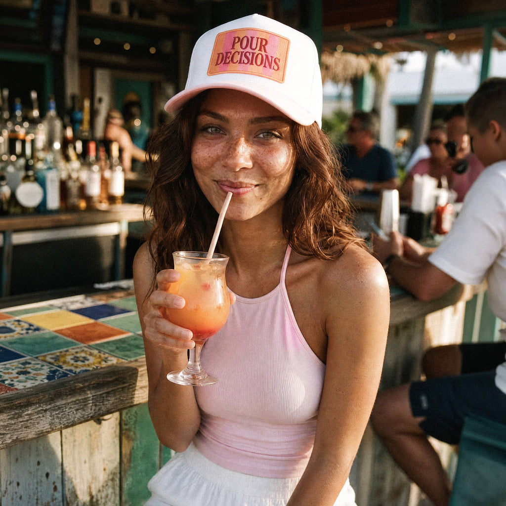 C.C POUR DECISIONS Letter Embroidered Trucker Hat