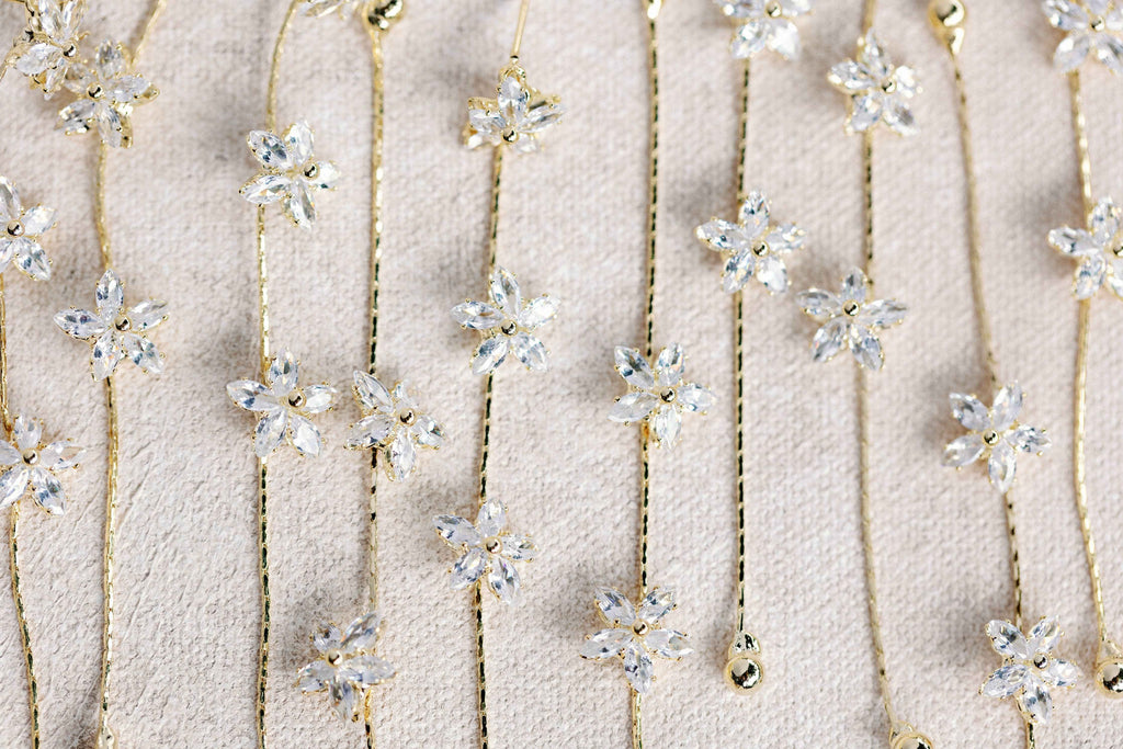 Diamond Daisy Gold Duster Drop Holiday Earrings