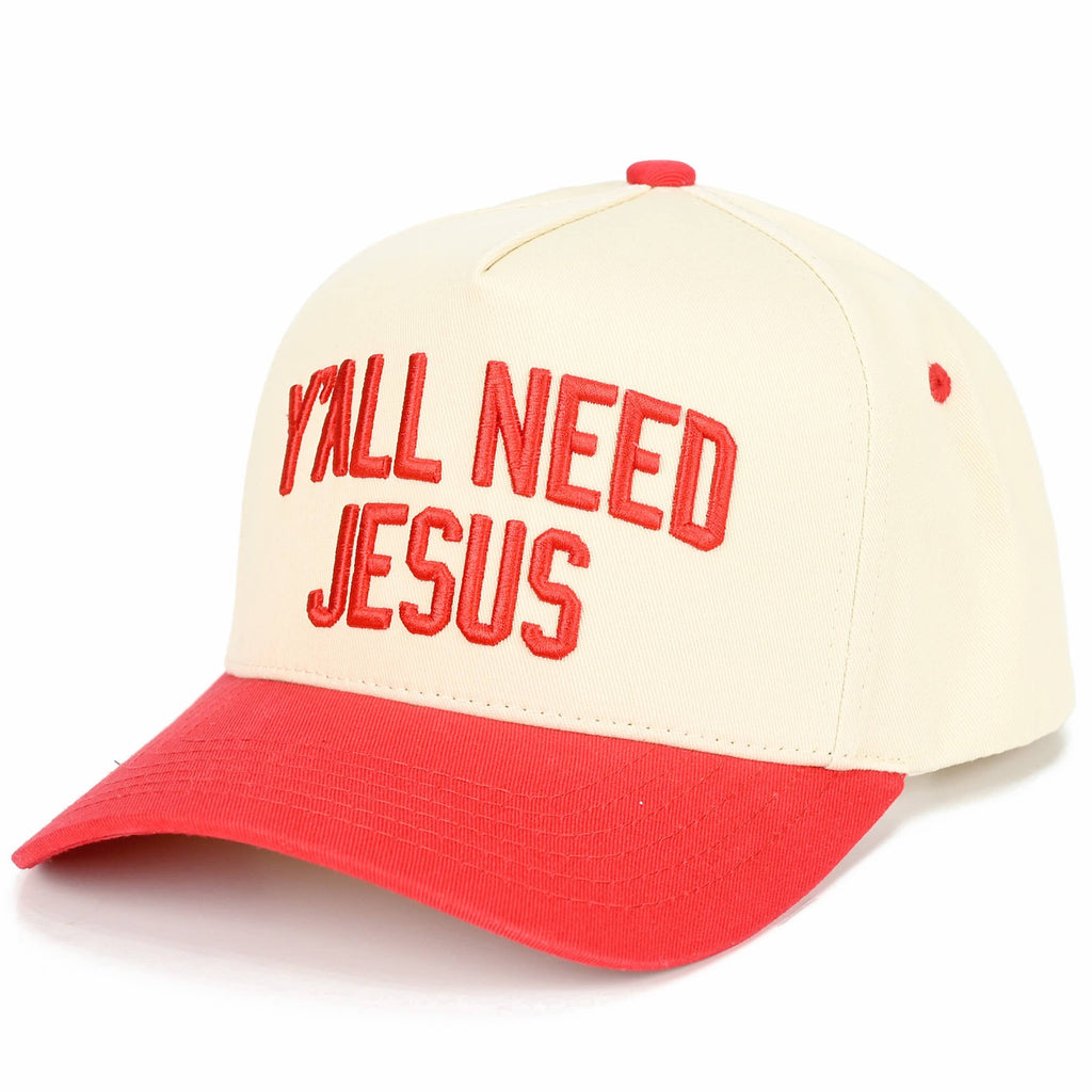 C.C Y'ALL NEED JESUS Embroidered Letter Two Tone Trucker Hat