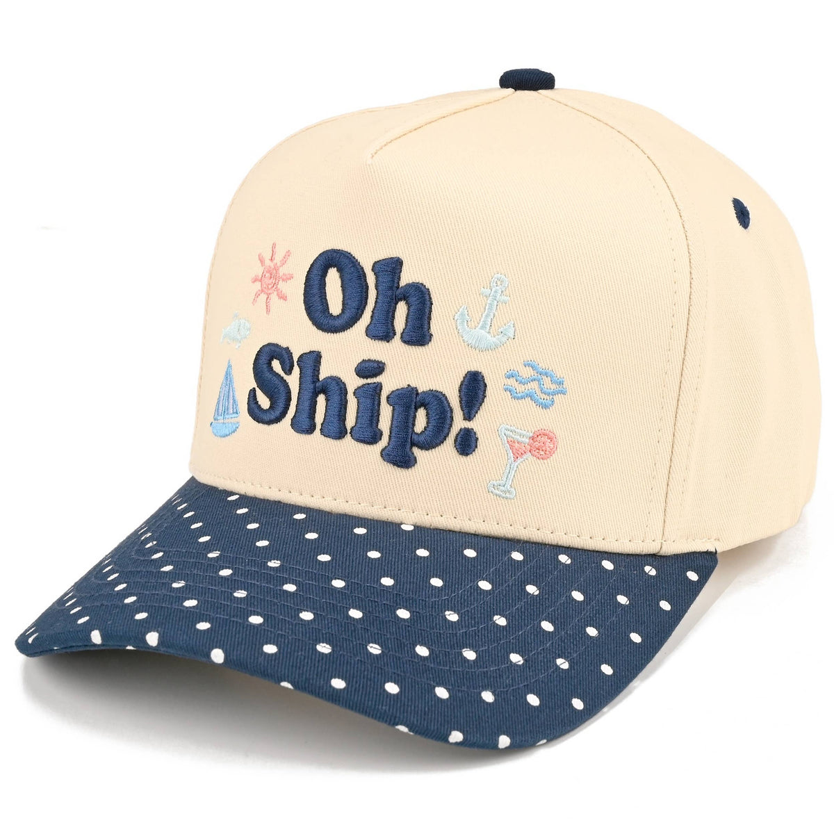 C.C OH SHIP Letter Embroidered Two Tone Trucker Hat