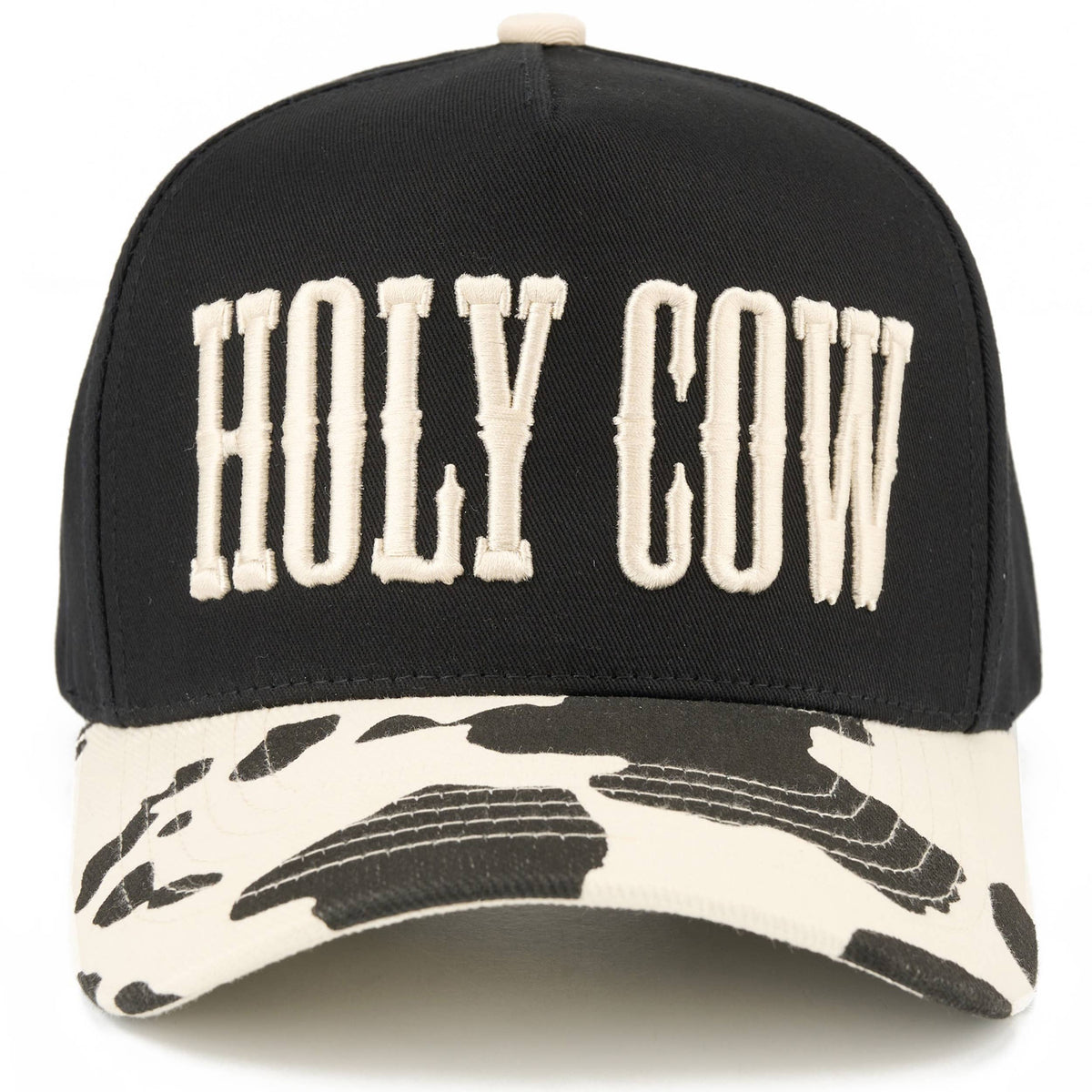 C.C HOLY COW Letter Embroidered Two Tone Trucker Hat