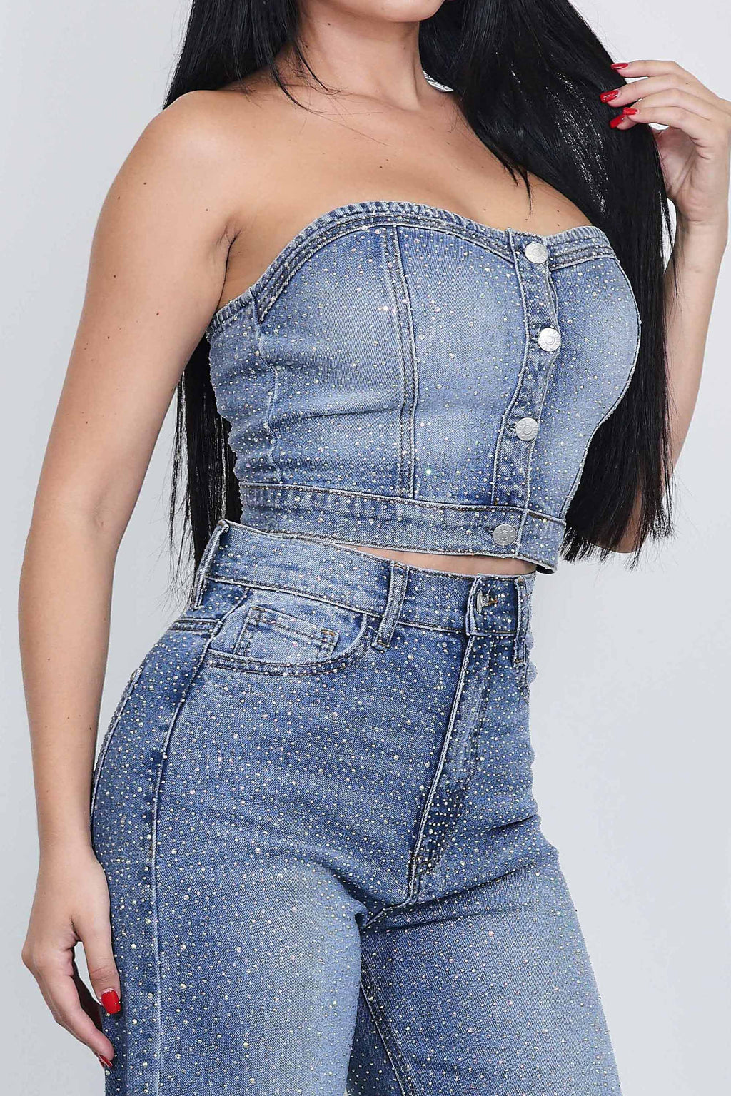 Iridescent Rhinestone Star Tube Top