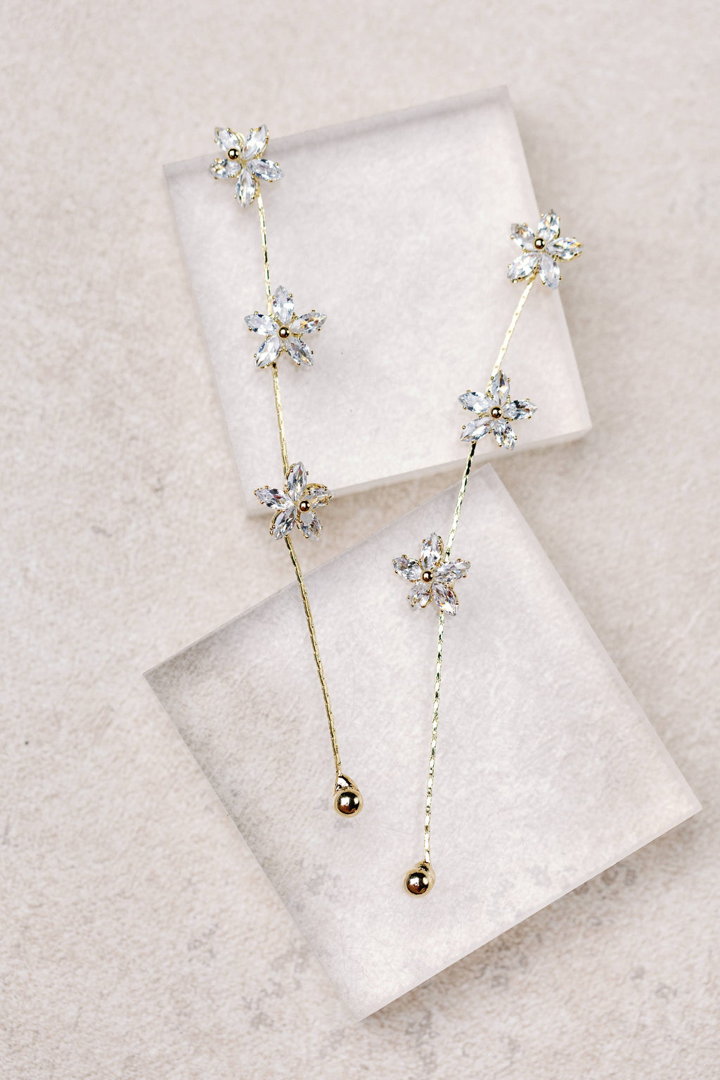 Diamond Daisy Gold Duster Drop Holiday Earrings