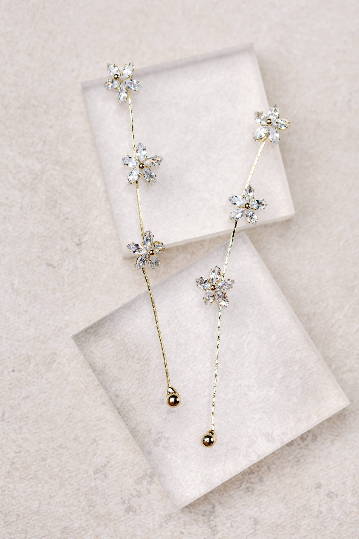 Diamond Daisy Gold Duster Drop Holiday Earrings