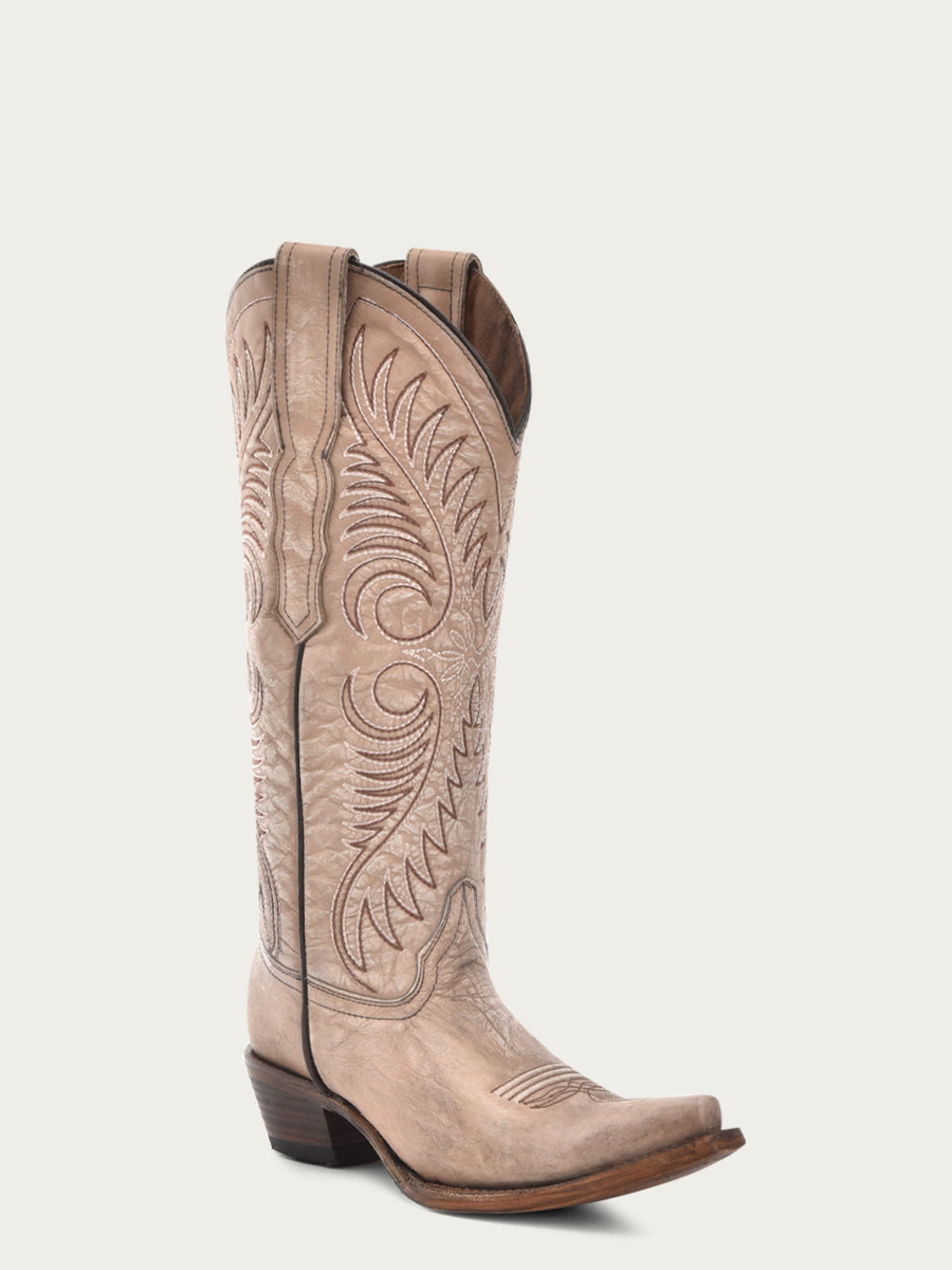 WOMEN'S EMBROIDERY SAND SNIP TOE COWBOY BOOT