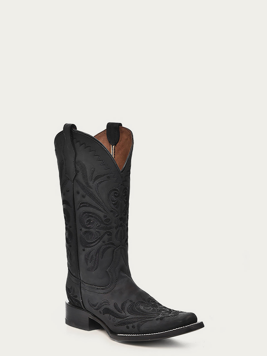 WOMEN’S EMBROIDERY BLACK COWBOY BOOT