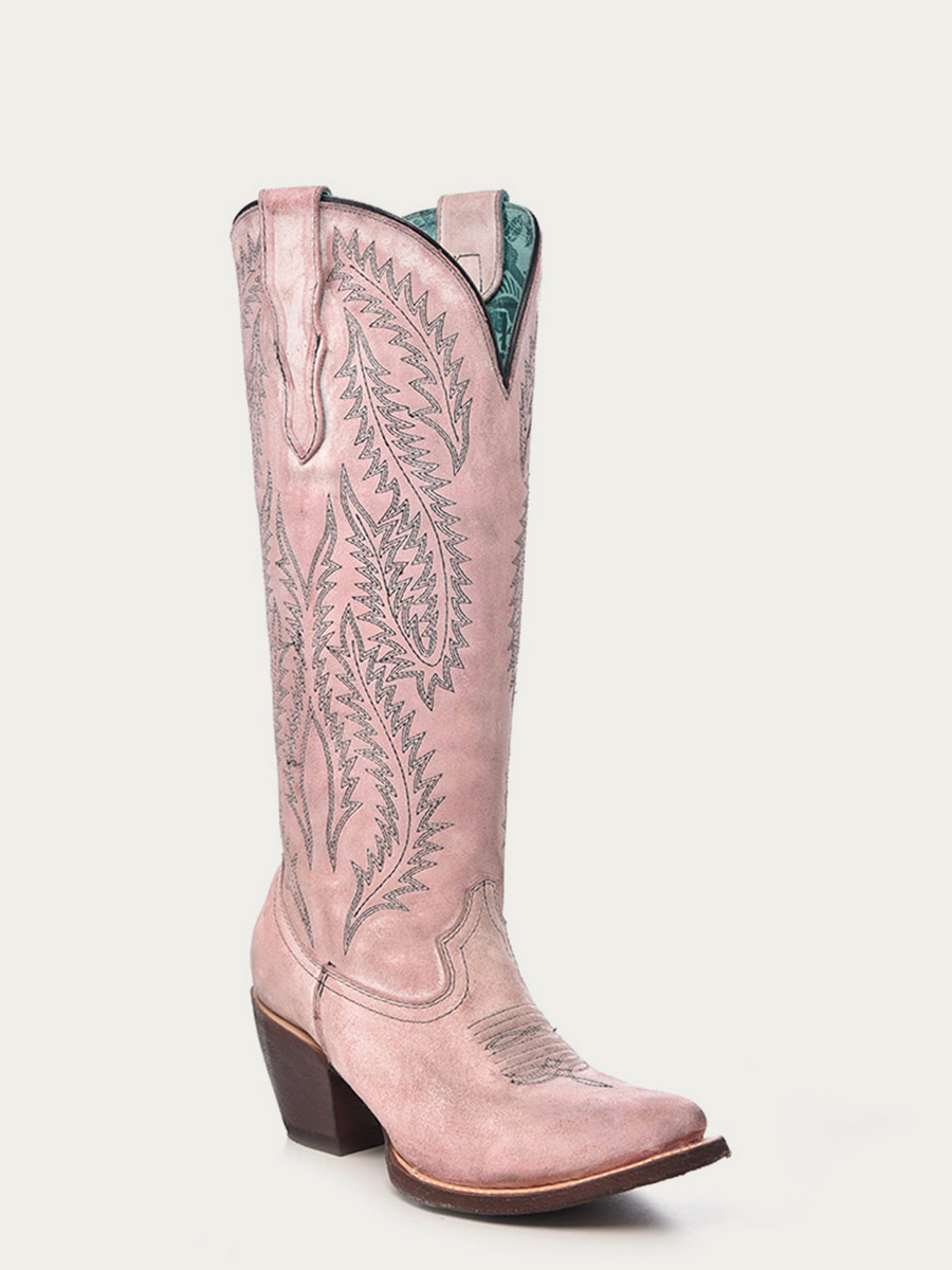 WOMEN'S EMBROIDERY ROSE TALL SNIP TOE COWGIRL BOOT