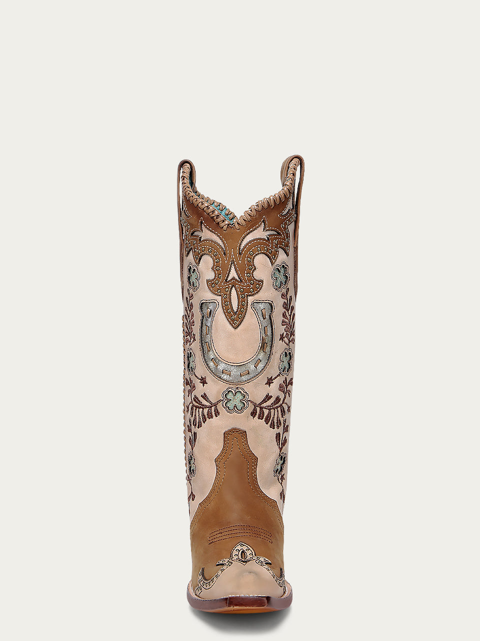 WOMEN'S HORSESHOE EMBROIDERY STUDS, SNIP TOE COWBOY BOOT