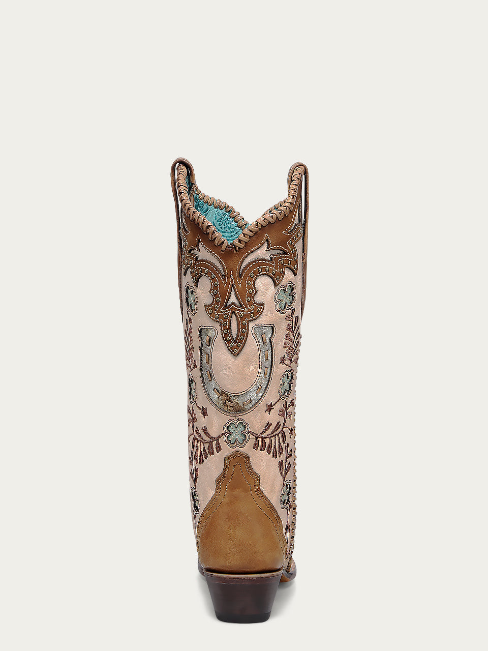 WOMEN'S HORSESHOE EMBROIDERY STUDS, SNIP TOE COWBOY BOOT