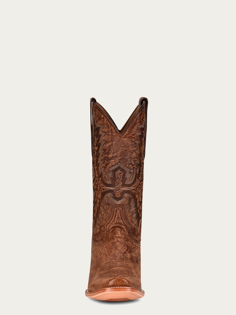 MEN'S EMBROIDERY BROWN GOAT NARROW SQUARE TOE COWBOY BOOT