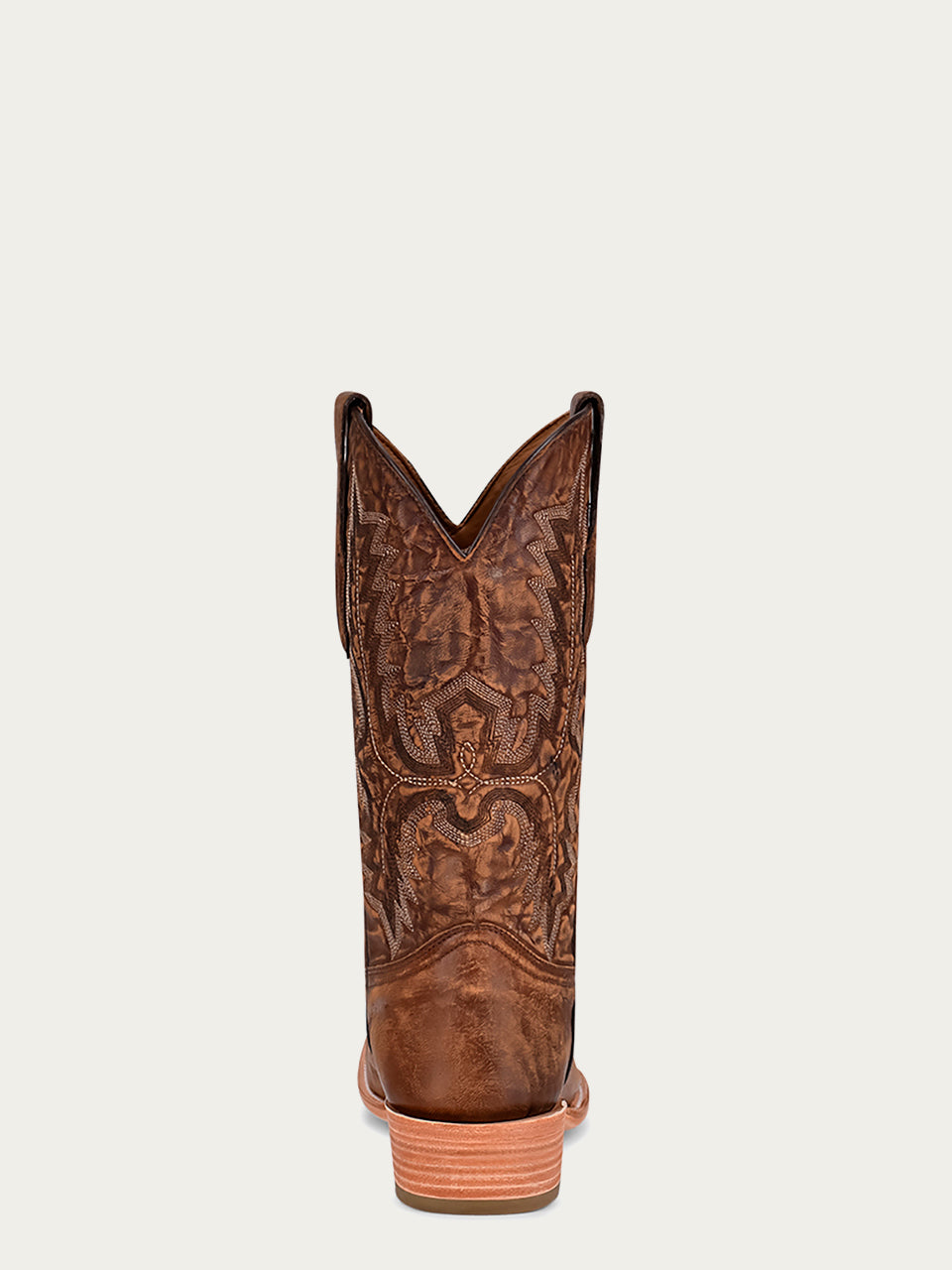 MEN'S EMBROIDERY BROWN GOAT NARROW SQUARE TOE COWBOY BOOT