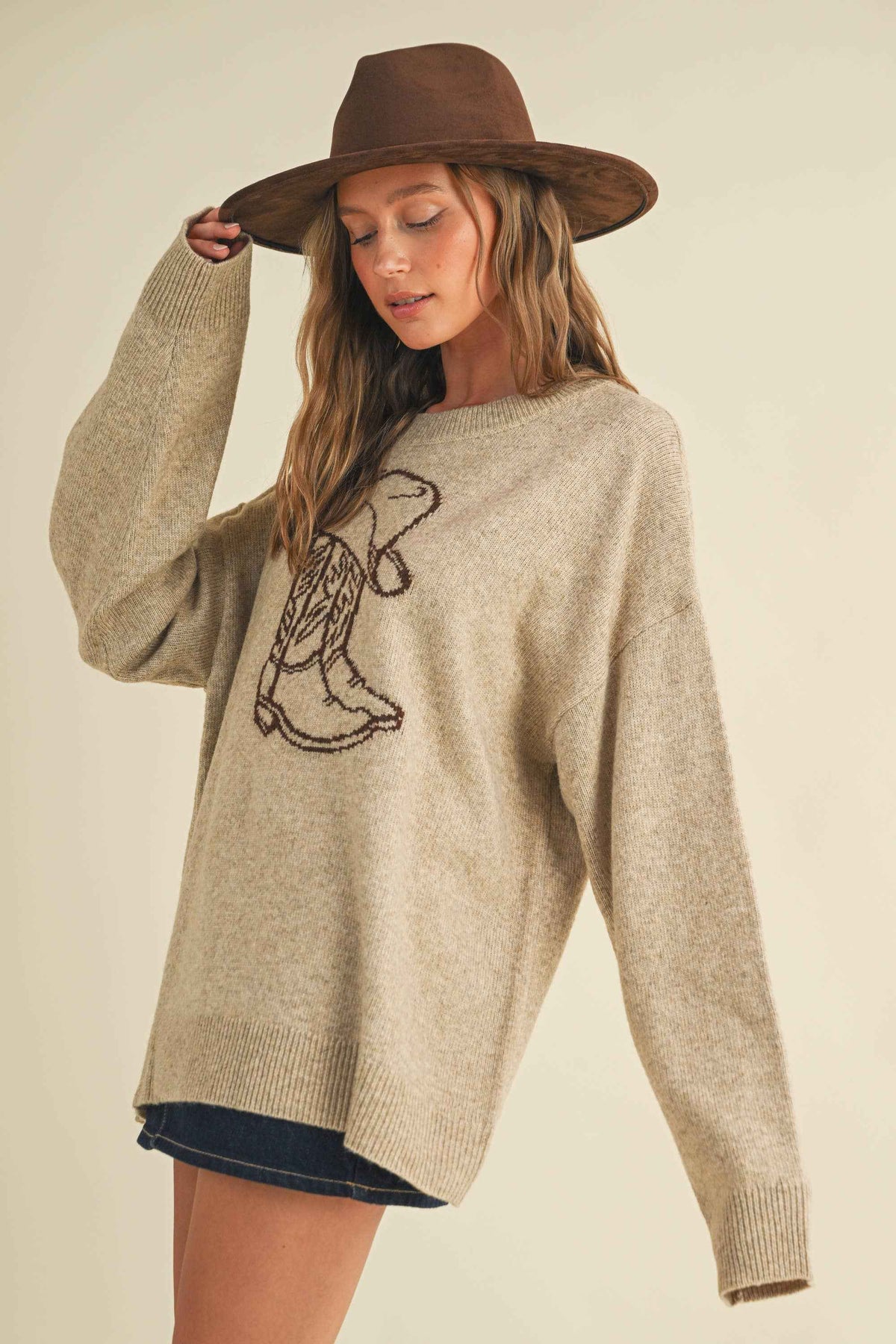 WESTERN COWBOY BOOT AND HAT SWEATER