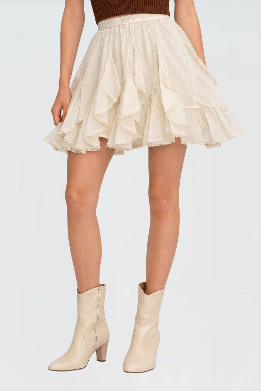 Layered Lace Trim Mini Skirt