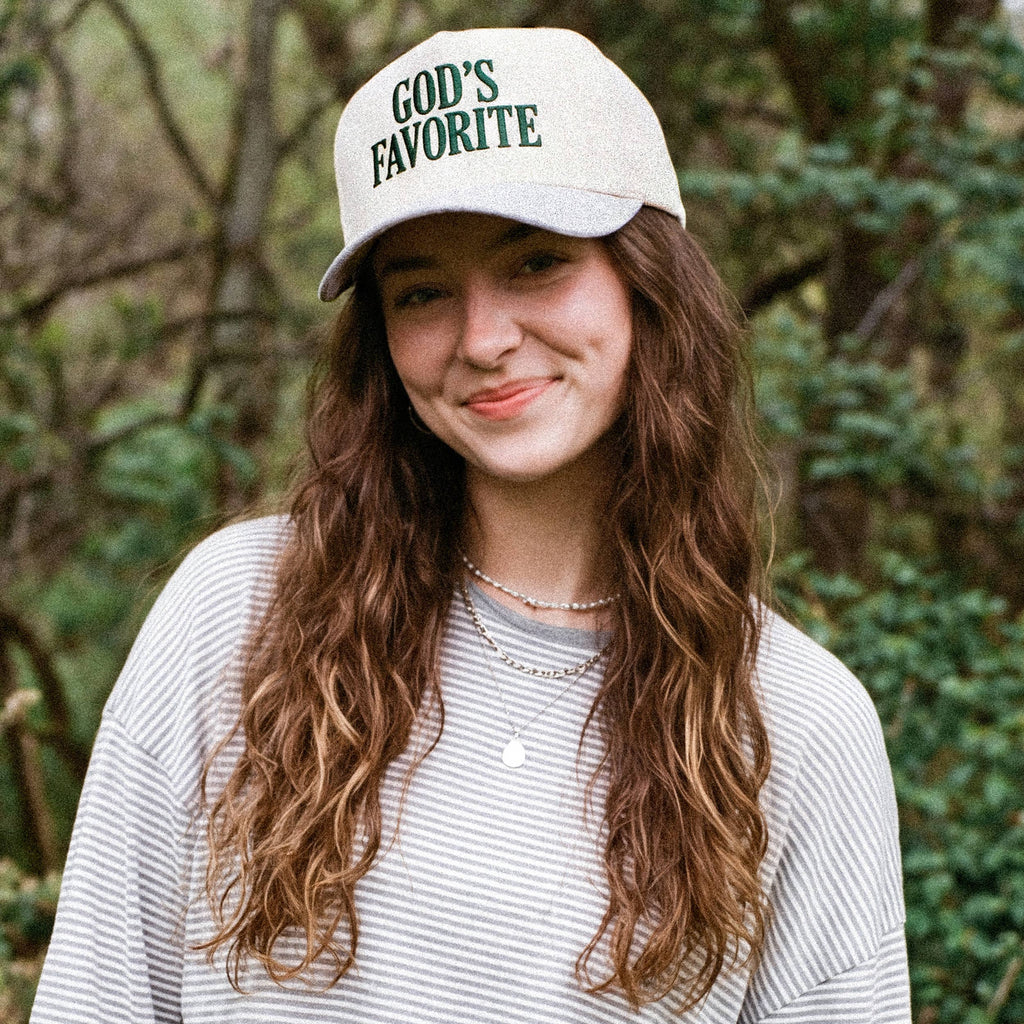 C.C GOD'S FAVORITE Letter on Two Tone Trucker Hat