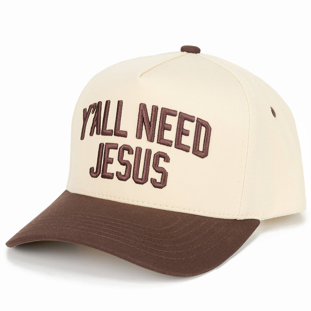 C.C Y'ALL NEED JESUS Embroidered Letter Two Tone Trucker Hat