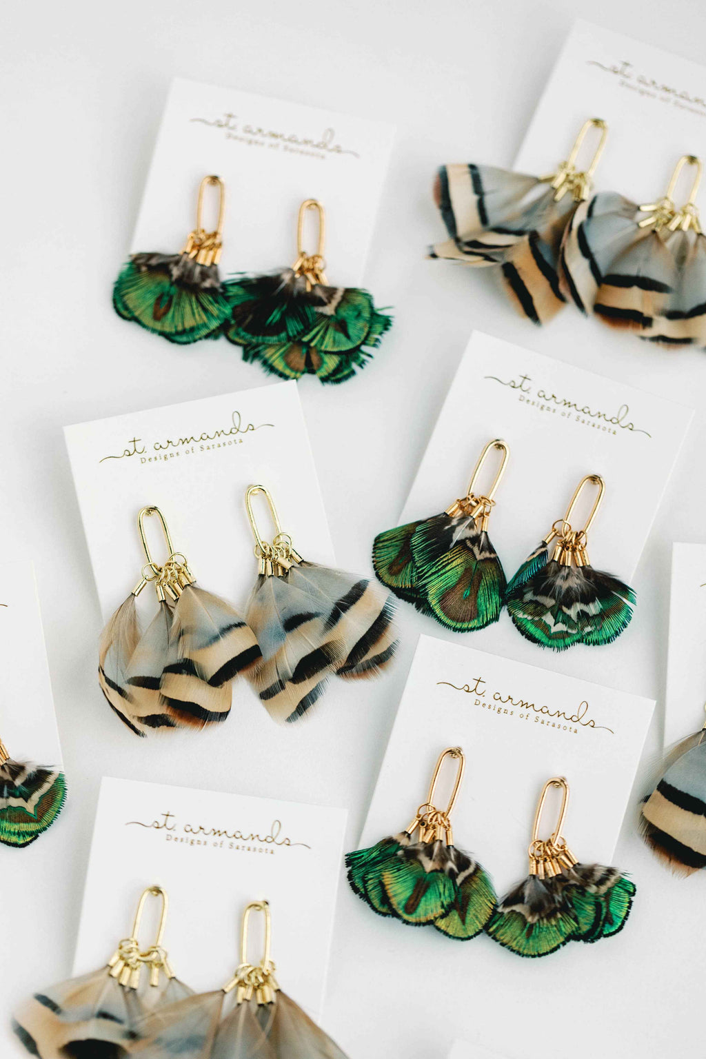 Mallard Fall Feather Tassel Statement Earrings