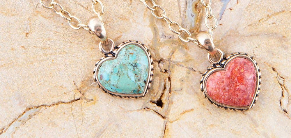 Turquoise Heart Pendant and Bronze Necklace