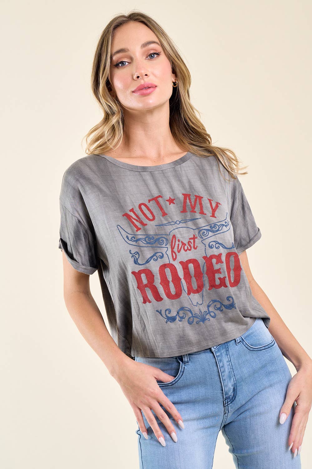 ST3638K CHARCOAL NOT MY FIRST RODEO GRAPHIC TEE