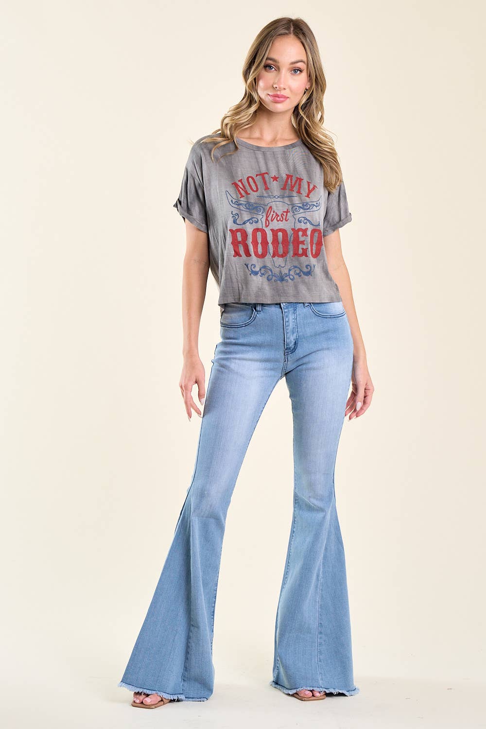 ST3638K CHARCOAL NOT MY FIRST RODEO GRAPHIC TEE