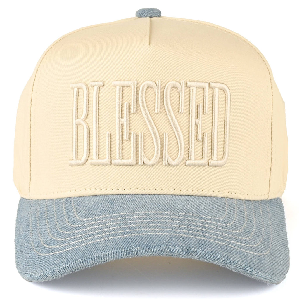 C.C BLESSED Letter Embroidered Two Tone Trucker Cap