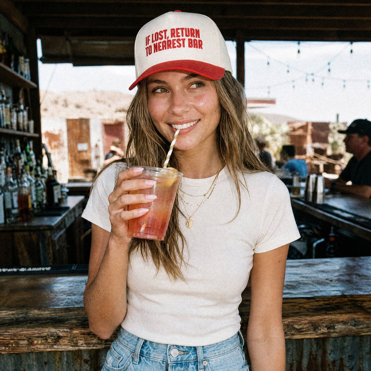 C.C IF LOST, RETURN TO NEAREST BAR Letter Trucker Hat