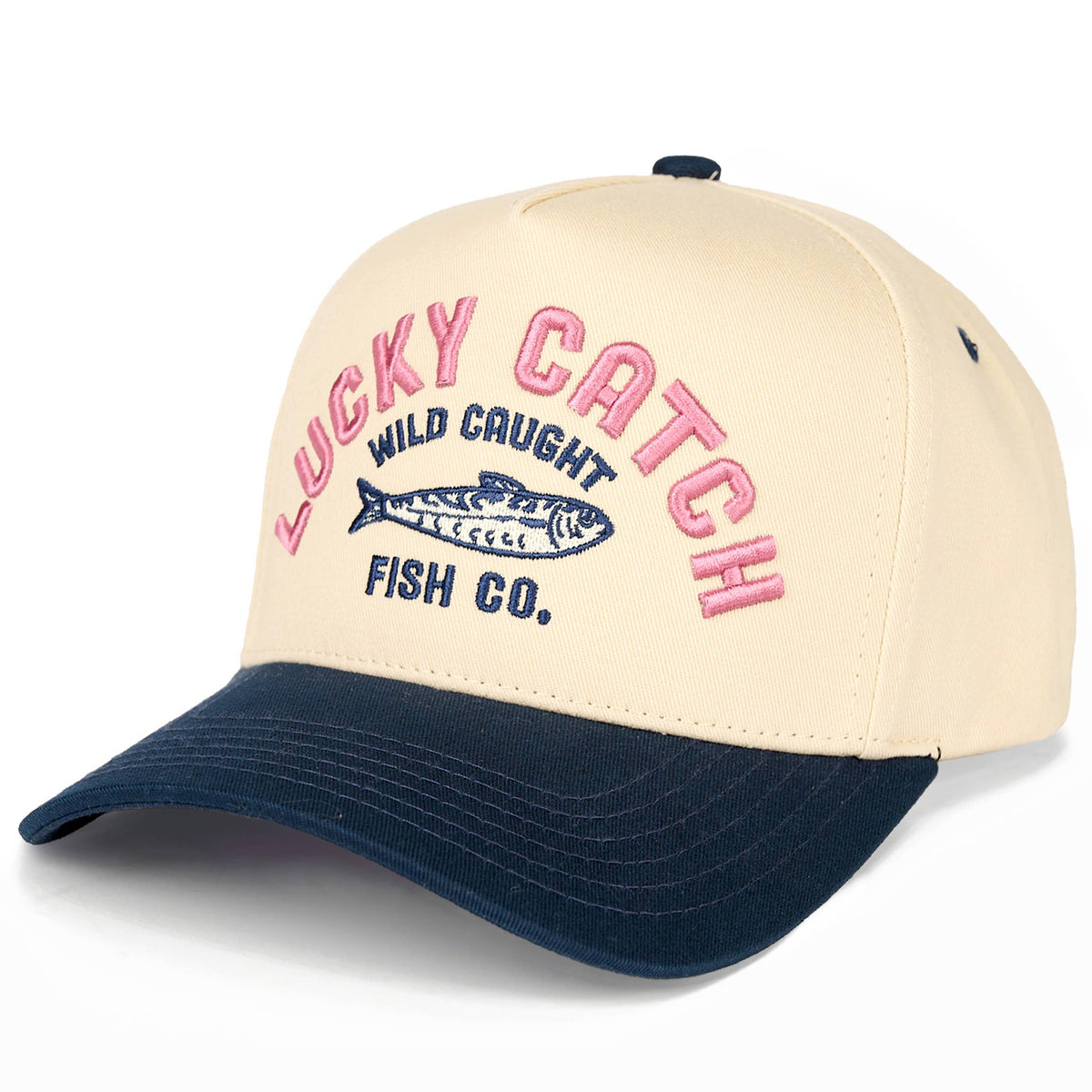 C.C LUCKY CATCH Embroidered Letter on Two Tone Trucker Hat