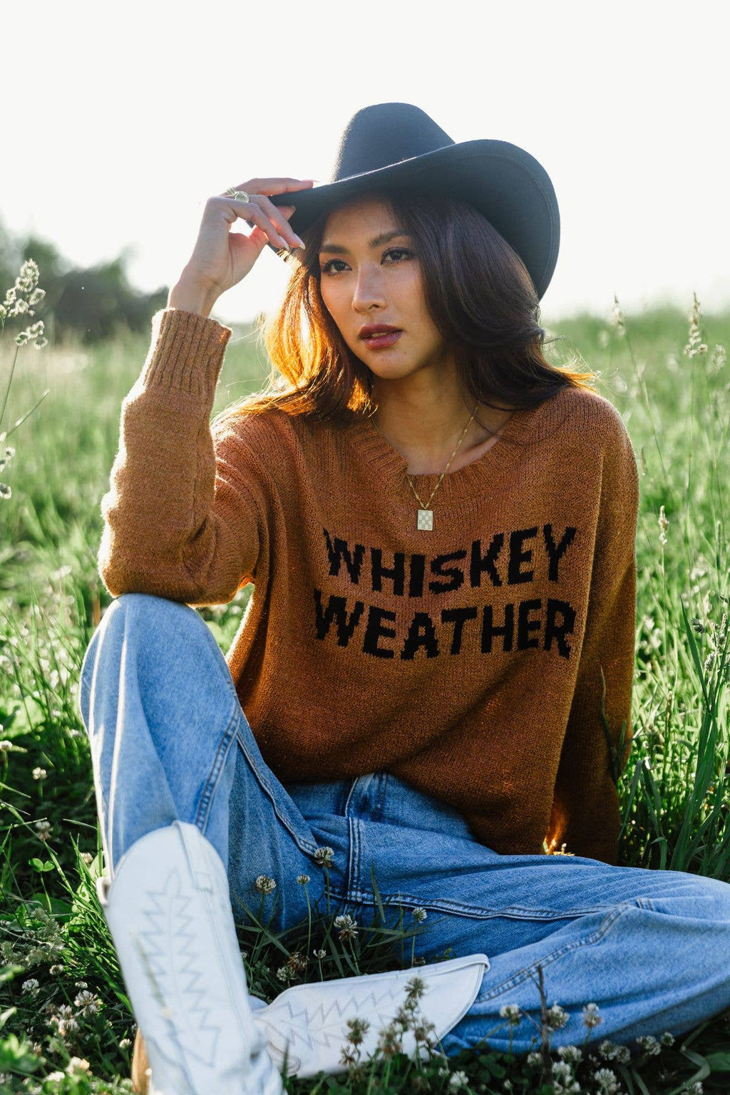 Brown “Whiskey Weather” Sweater