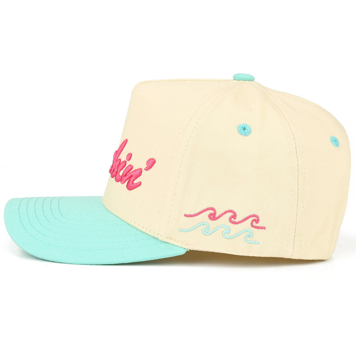 C.C BEACHIN' Letter Embroidered on Two Tone Trucker Hat