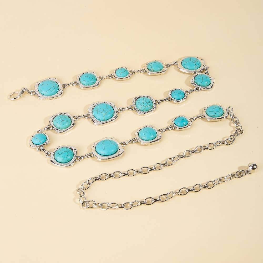 Turquoise Dome Stones Chain Belt
